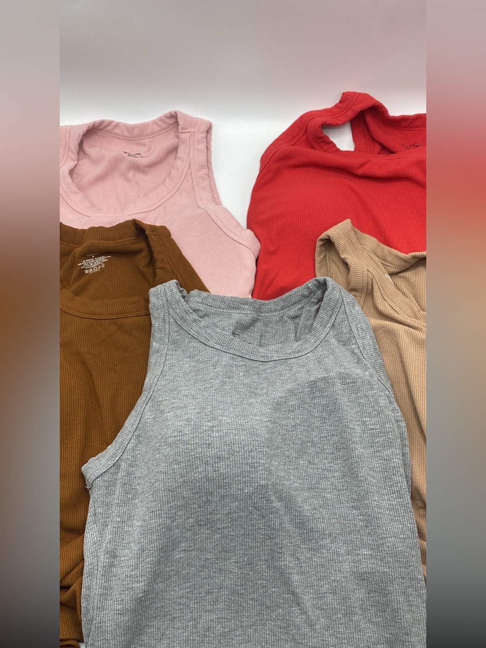 Chicme Tank Top Built In Bra Ribbed Fitted Stretch Casual Tik toc Lot Of 5 Med